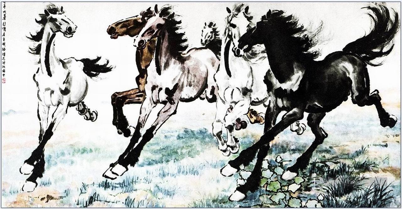 XU Beihong chevaux de course 1 vieille encre de Chine Peintures à l'huile